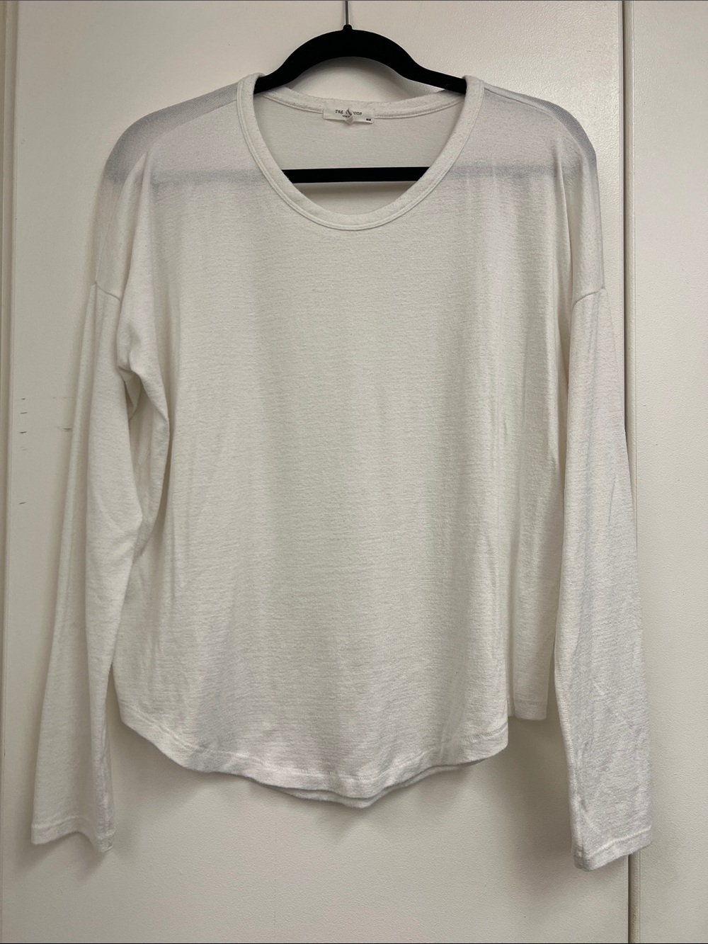 rag & bone Knit White Slightly Sheer Long-Sleeve Shirt Women’s Medium